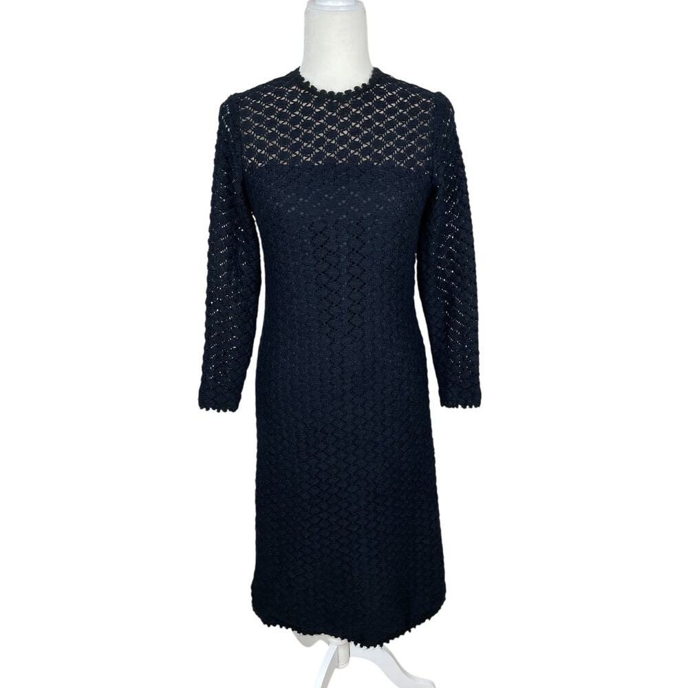 Vtg Nat Kaplan Crochet Knit Sheath Dress Size Small Jackie O Old Hollywood Glam